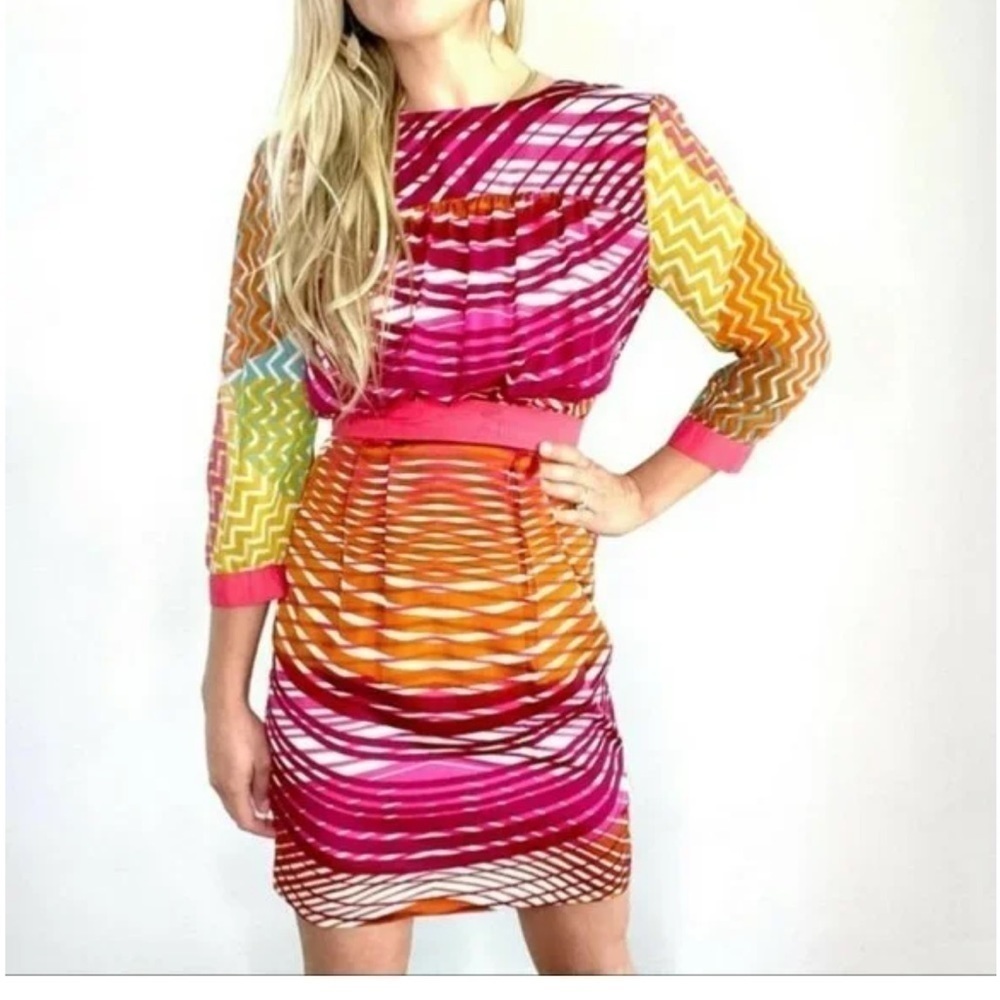 W118 by Walter Baker Abstract "Terrance" Dress in Solar Size S